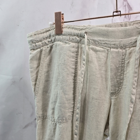 Allen Allen Pants Womens Small X 30 Cream Beige Linen Wide Leg Lakenlook - Picture 2 of 10